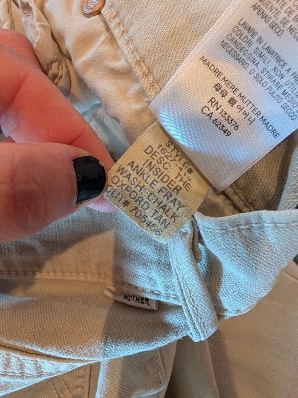 MOTHER The Insider Ankle Fray in Chalk It Up 30 x 27 Jeans Pants denim Tan beige - Picture 12 of 16